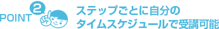 point2 ステップごとに自分のタイムスケジュールで受講可能